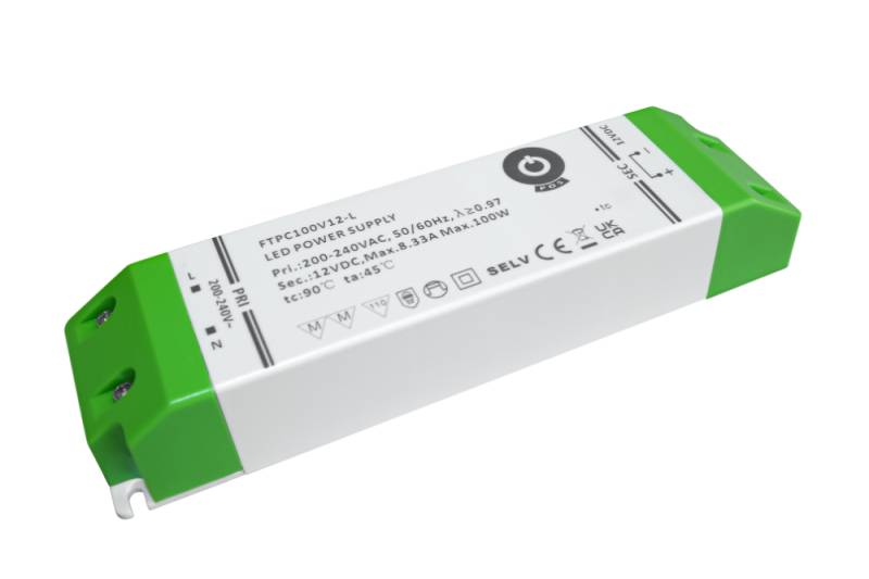 LED Trafo, 90W 12V DC LED Netzteil, zugelassen für Möbeleinbau, mit Überhitzungs-, Kurzschluss- und Überlastungsschutz, 170 x 44,5 x 28,2mm