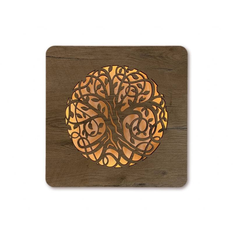 LED-Wandbild "Baum des Lebens" 42cm x 42cm mit Batterie
