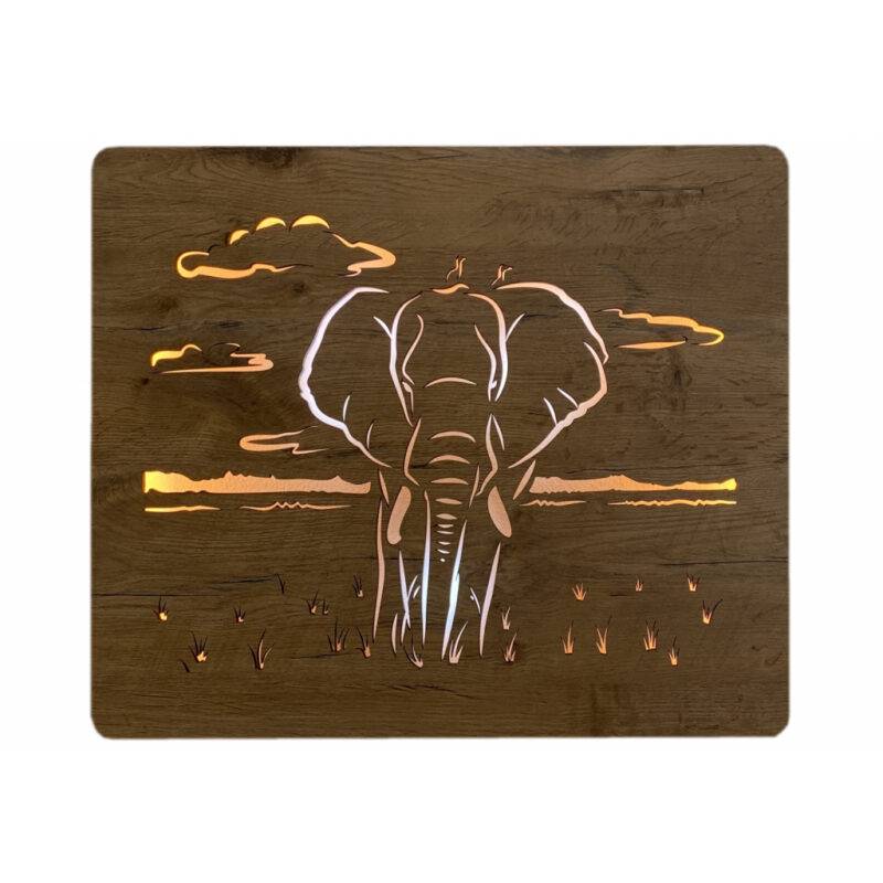 LED-Wandbild Elefant 65cm x 55cm