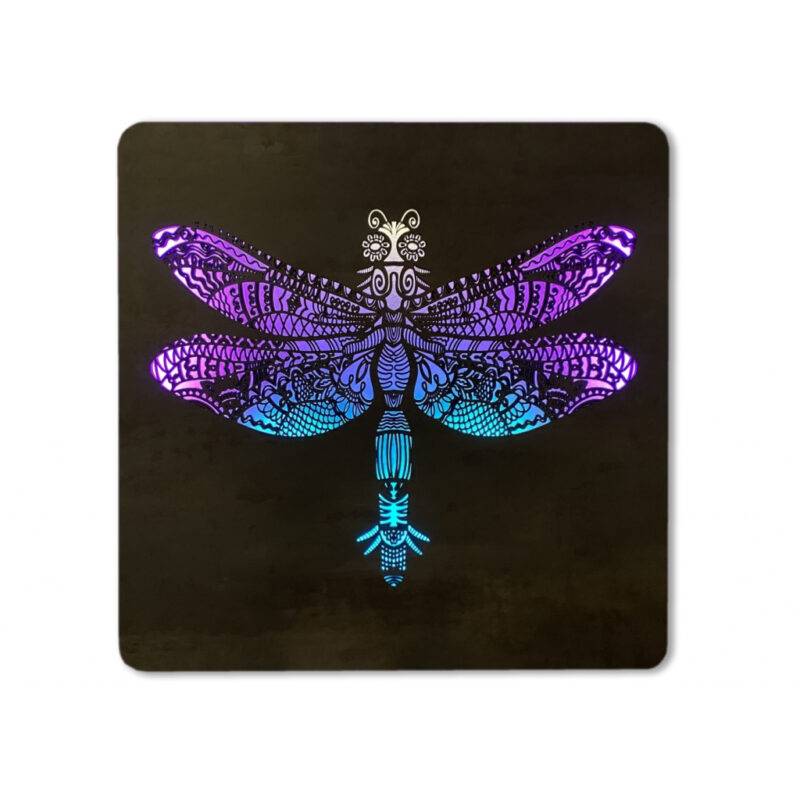 LED-Wandbild "Libelle" RGBW 62cm x 62cm mit Batterie