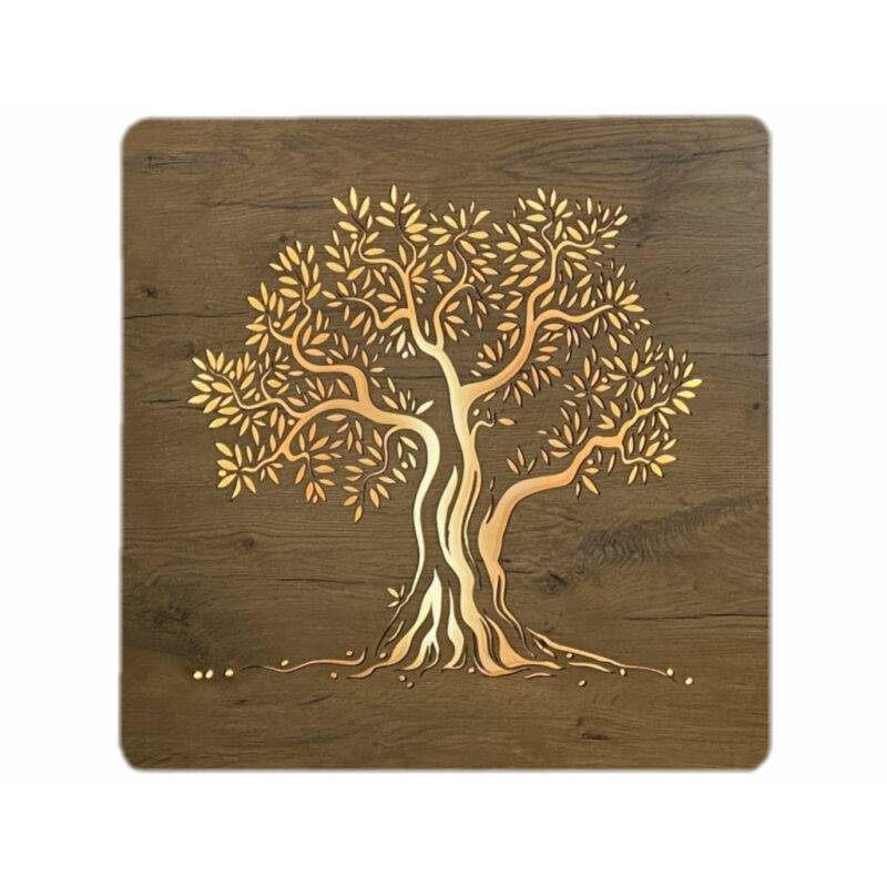 LED-Wandbild "Olivenbaum" 62cm x 62cm mit Batterie
