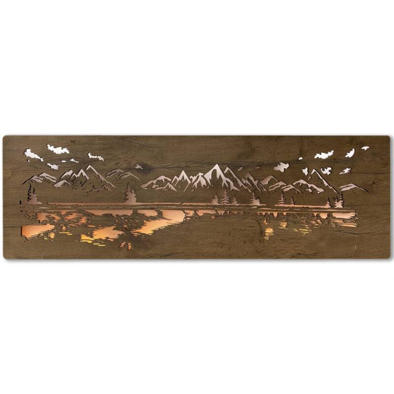 LED-Wandbild See in den Bergen 120cm x 40cm