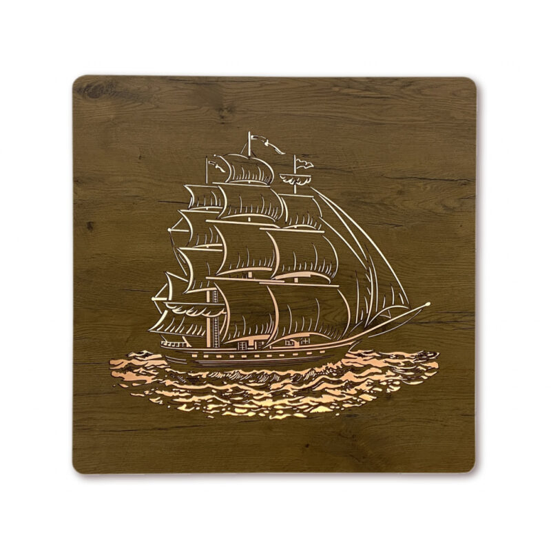 LED-Wandbild "Segelboot" 70cm x 70cm mit Batterie