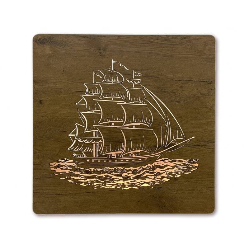 LED-Wandbild "Segelboot" 70cm x 70cm mit Batterie