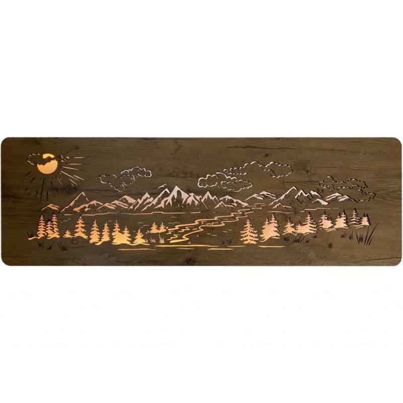 LED-Wandbild Wald und Berge 120cm x 40cm