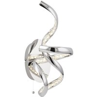 LED Wandlampe mit Zugschalter Metall Glas H:38 cm Chrom LED Wandlampe mit Zugschalter Metall Glas H:38 cm Chrom von Searchlight