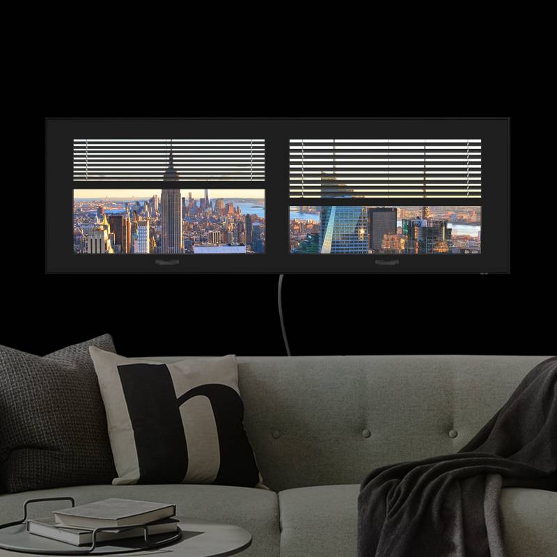 LED-Wechselbild Fensterblick Jalousie - Manhattan Abendstimmung