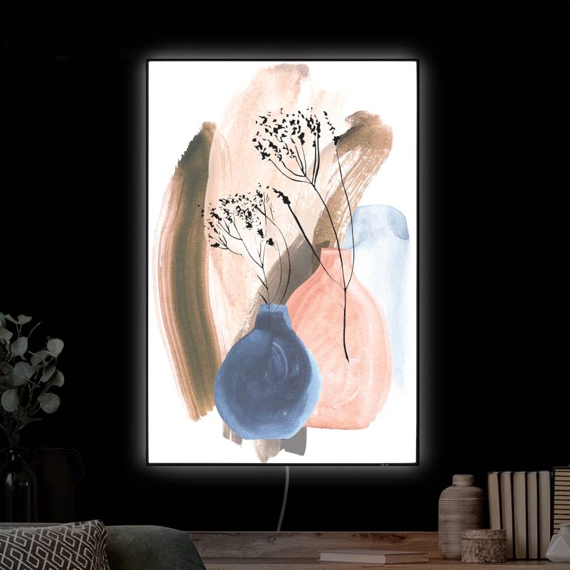 LED-Wechselbild Japandi Aquarell Vasen