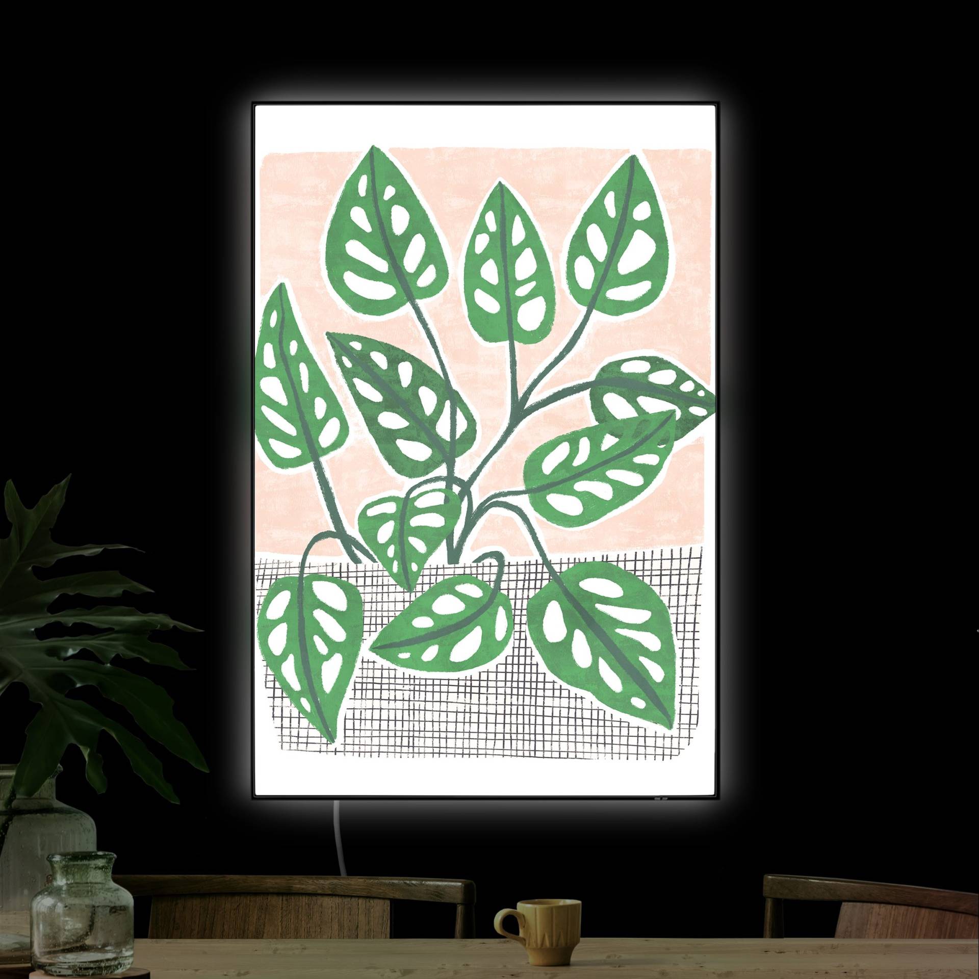 LED-Wechselbild Monstera im Korb