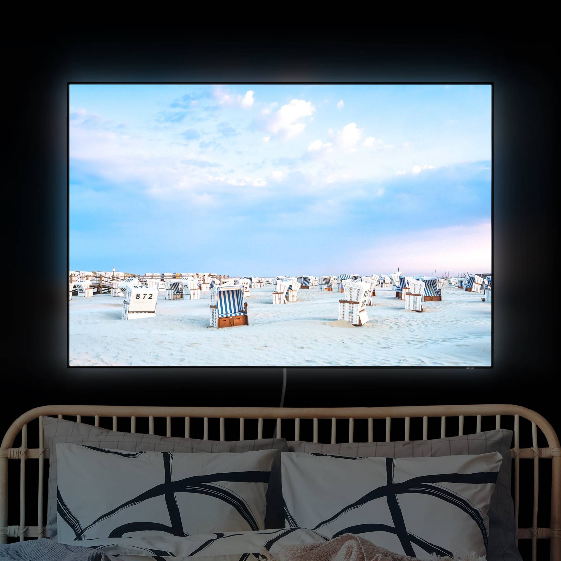 LED-Wechselbild Strandkörbe an der Nordsee