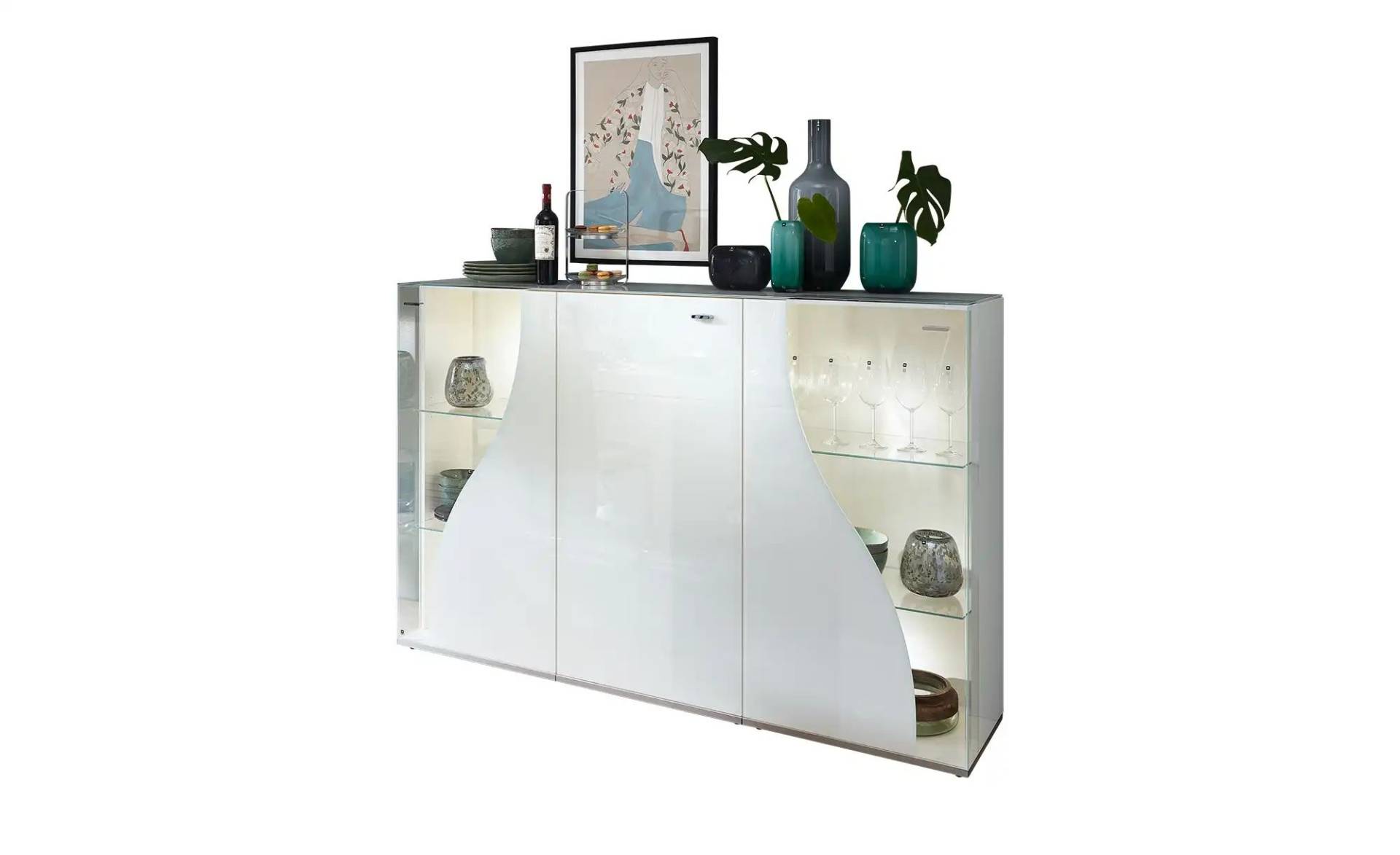 LEONARDO Highboard  Leo Curve 50 ¦ weiß ¦ Maße (cm): B: 181 H: 120 T: 43 Kommoden & Sideboards > Highboards - Höffner