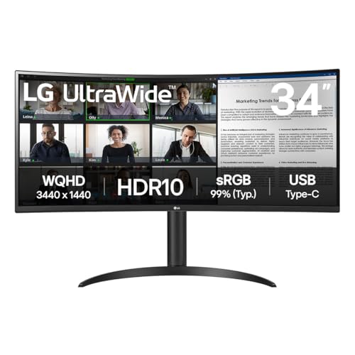 LG 34WR55QK-B Monitor PC 86,4 cm [34] 3440 x 1440 Pixel Wide Quad HD Nero (34IN VA 3440X1440 21:9 5MS - 3000:1 HDMI/DP/USB/DOWNSTRM) von LG