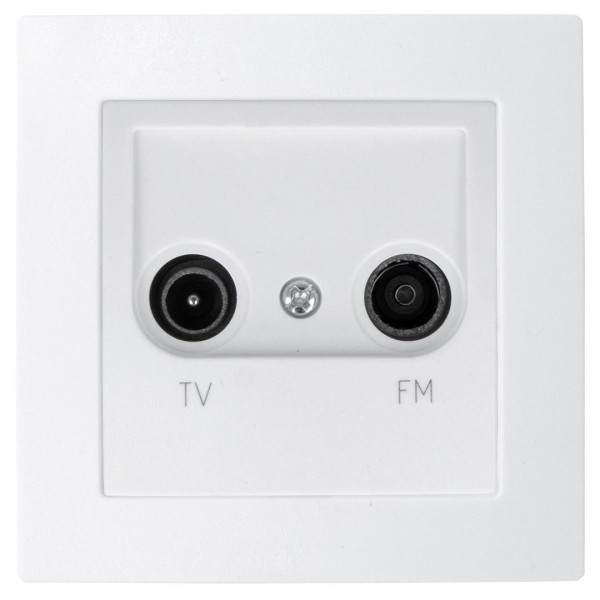 Kunststoff Radio + TV Dose Unterputz Weiß H1-C62TF+H1-C001 LINA