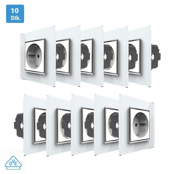 10x 1-fache Steckdose VDE Weiß VL-C7C1EU/SR-11-VDE LIVOLO