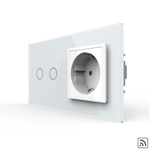 2-facher Wechselschalter + Steckdose VL-C702SR/C7C1EU-11-A Weiß LIVOLO Funk
