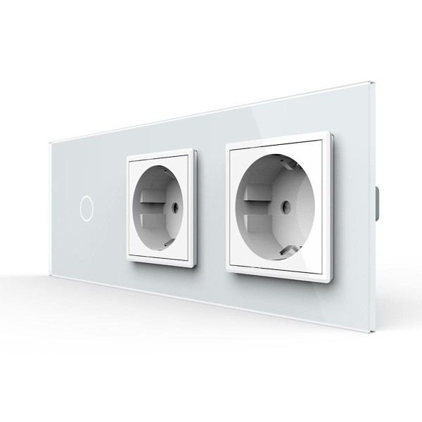 Wechselschalter + 2x Steckdose VL-C701S/C7C2EU-11-A Weiß LIVOLO