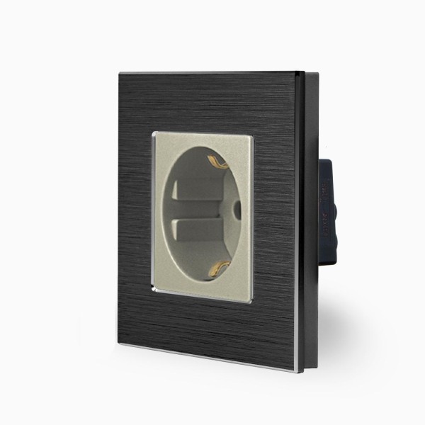 Alu 1-fache Steckdose Schwarz/Gold LXBA1-12-71-13 LUXUS-TIME