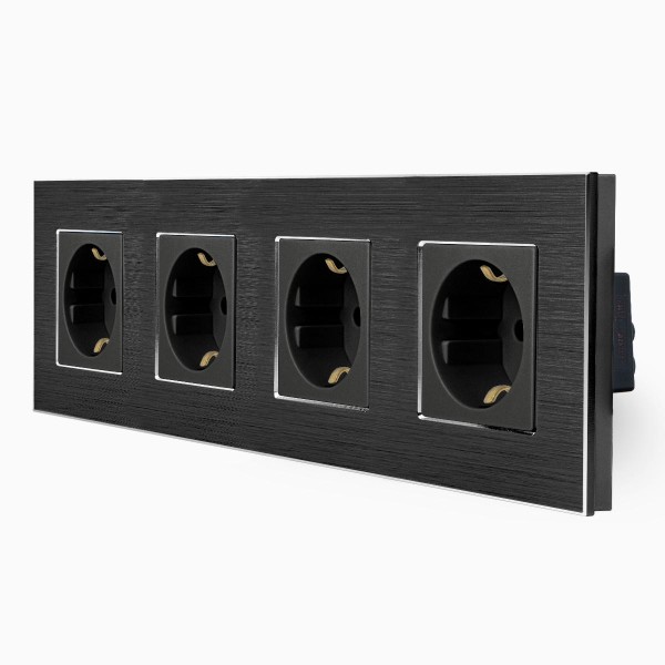 Alu 4-fache Steckdose Schwarz LXBA4-12-71-12 LUXUS-TIME