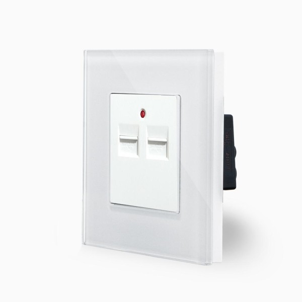 Glas 1-fache USB Dose Weiß/Weiß LXBG1/2USB-11 LUXUS TIME