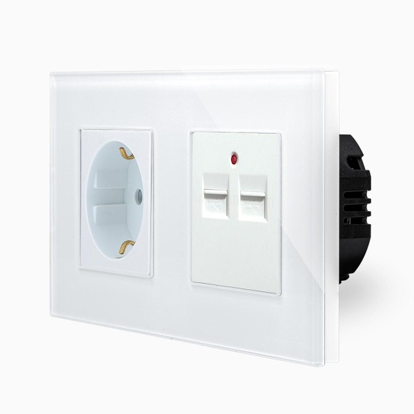 Glas 2-fache Steckdose + USB- Dose Weiß/Weiß LXBG2/71-2USB-11 LUXUS-TIME Glas 2-fache Steckdose + USB- Dose Weiß/Weiß LXBG2/71-2USB-11 LUXUS-TIME