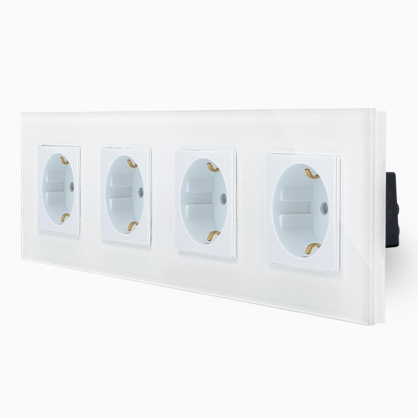 Glas 4-fache Steckdose Weiß LXBG4-11-71-11 LUXUS-TIME