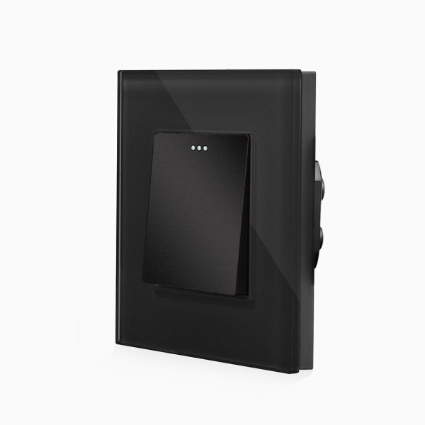 Glas 1-facher Lichtschalter Wippe Schwarz LXBG1/LX-101M-12 LUXUS-TIME