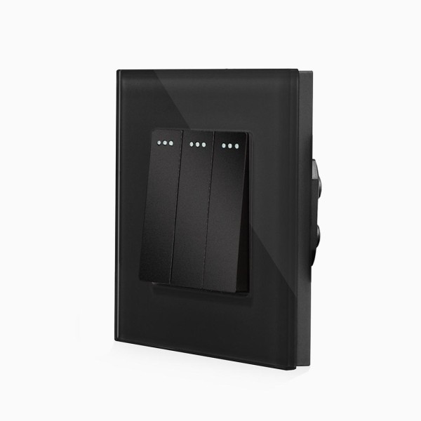 Glas 3-facher Lichtschalter Wippe Schwarz LXBG1/LX-103M-12 LUXUS-TIME Glas 3-facher Lichtschalter Wippe Schwarz LXBG1/LX-103M-12 LUXUS-TIME