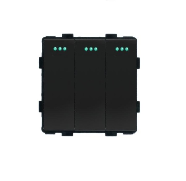 3-faches Lichtschalter Modul Wippe Schwarz LX-103M-12 LUXUS-TIME