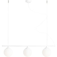 Längliche Hängelampe Glas Metall Weiß 3-flmg E14 80 cm von ALDEX