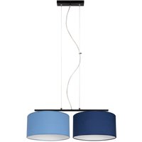 Längliche Hängelampe Stoff Schwarz Blau E27 L:70 cm von Belis