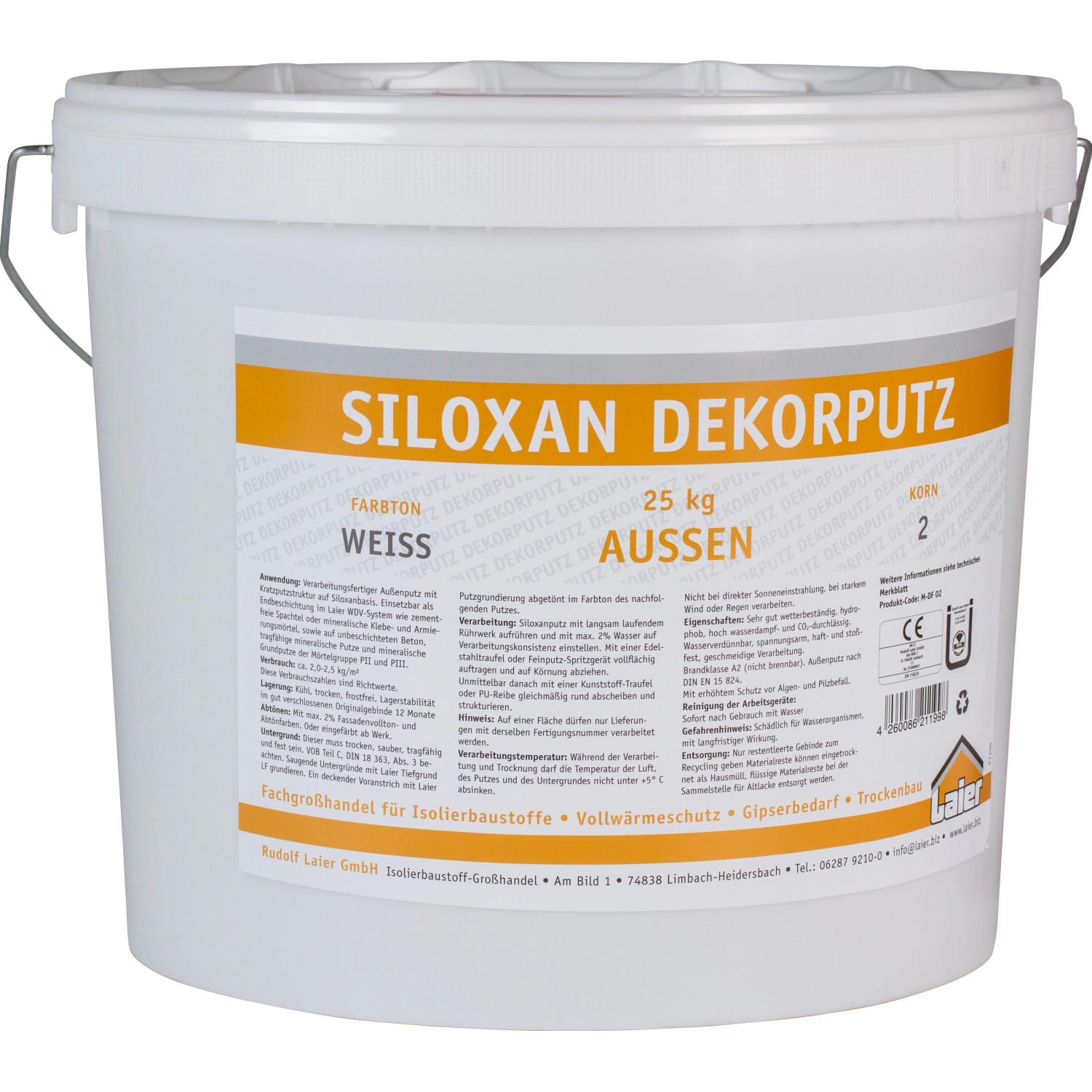 Laier Siloxan-Dekorputz Körnung 2 mm Weiß 25 kg