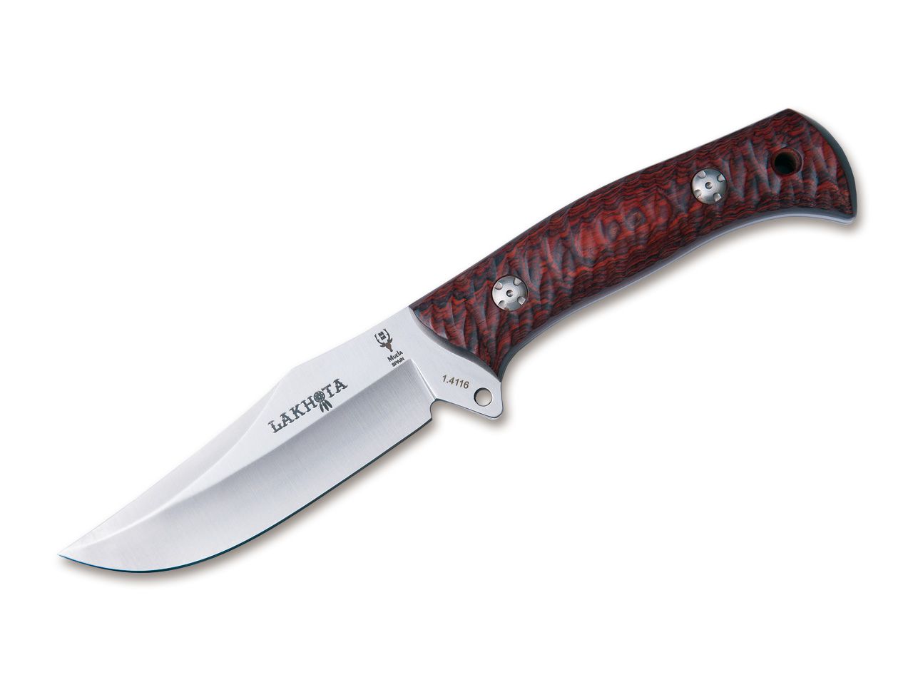 Lakhota Coral Wood Bowie Messer mit sch?ner K?cher-Lederscheide von Muela