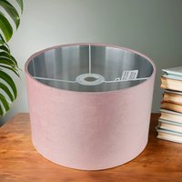 Lampenschirm Samt D: 28 cm in Pink Silber rund Lampenschirm Samt D: 28 cm in Pink Silber rund von Searchlight