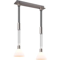 Lange Hängelampe 2-flammig Glas Metall in Nickel E27 Lange Hängelampe 2-flammig Glas Metall in Nickel E27 von Trio