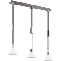 Lange Hängelampe 3-flammig Glas Metall in Nickel E27 von Trio