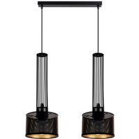 Lange Hängelampe Metall 70 cm 2-flmg E27 Schwarz Gold von Belis