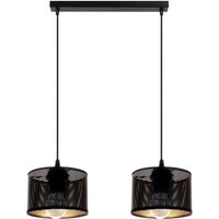 Lange Hängelampe Metall Schwarz Gold E27 2-flmg 45 cm von Belis
