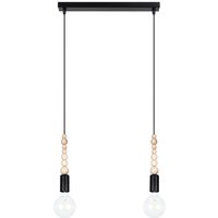 Lange Hängelampe Schwarz Holz Metall L:40 cm E27 2-flmg von Belis