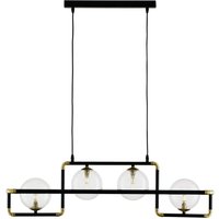 Lange Hängeleuchte Metall Glas 90 cm G9 in Schwarz Gold von Zaklad Wielobranzowy Export-Import-Jupiter