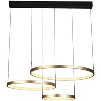Lange LED Pendelleuchte in Schwarz Gold Ringe 112 cm Lange LED Pendelleuchte in Schwarz Gold Ringe 112 cm von 121004