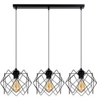 Lange Pendelleuchte Loft Schwarz Metall E27 3-flammig Lange Pendelleuchte Loft Schwarz Metall E27 3-flammig von Belis