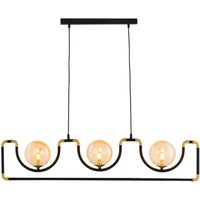 Lange Pendelleuchte Metall Glas Schwarz Bernstein 102 cm von Zaklad Wielobranzowy Export-Import-Jupiter