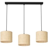 Lange Pendelleuchte Rattan Metall in Weiß Gold 75 cm von Luminex