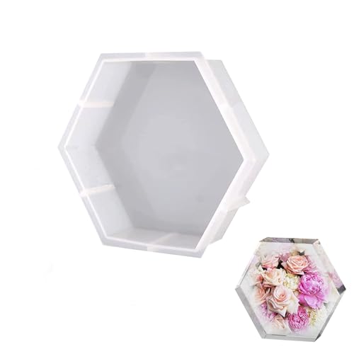 Silikon Form Hexagon Große,Silikonform Epoxidharz GießForm Resin Moulds Silicone für Blumenkonservierung Haus Dekoration Desktop Dekorationen Getrocknete Blumen Buchstützen Bilderrahmen