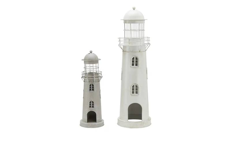 Laterne Leuchtturm  2er-Set   ¦ grau ¦ Eisen,Glas ¦ Maße (cm): H: 75  Ø: 22 Accessoires > Kerzen & Kerzenständer - Höffner