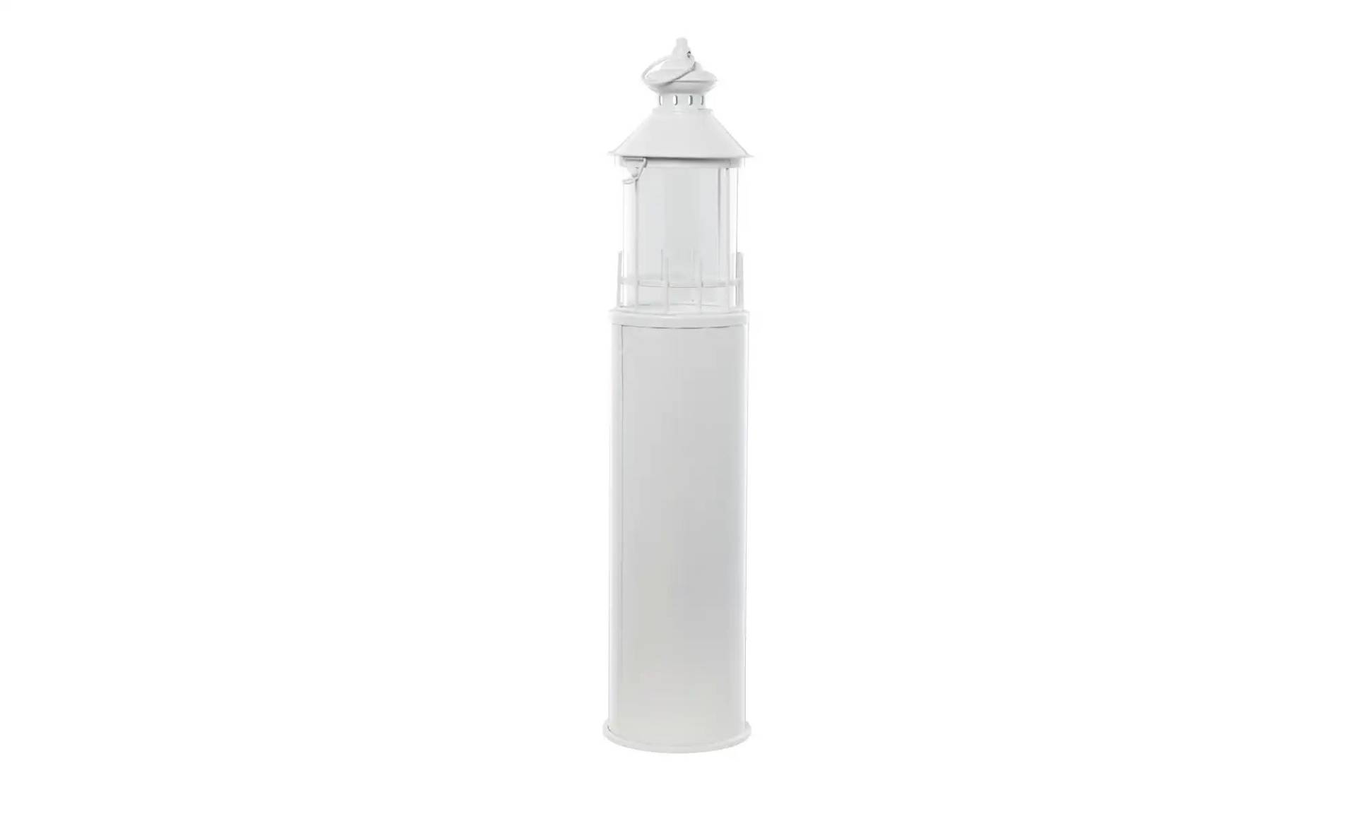 Laterne  Leuchtturm ¦ weiß ¦ Glas,Metall ¦ Maße (cm): H: 72,8  Ø: 15.5