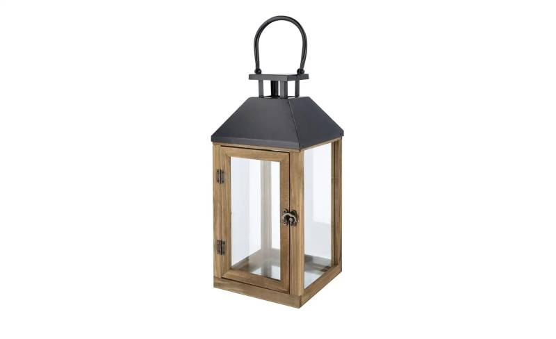 Laterne   ¦ holzfarben ¦ Holz,Metall,Stahl,Glas ¦ Maße (cm): B: 17,8 H: 38,5 T: 17.0 Dekoration > Laternen & Windlichter - Möbel Kraft