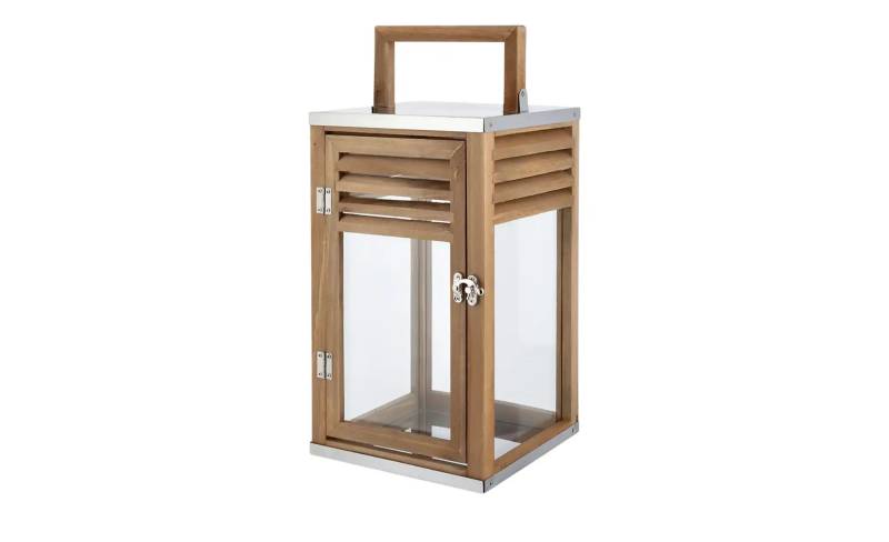 Laterne   ¦ holzfarben ¦ Holz,Metall,Stahl,Glas ¦ Maße (cm): B: 18,8 H: 40 T: 18.0