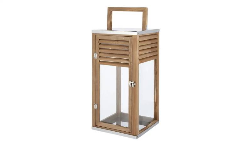 Laterne   ¦ holzfarben ¦ Holz,Metall,Stahl,Glas ¦ Maße (cm): B: 22,5 H: 54 T: 22.0