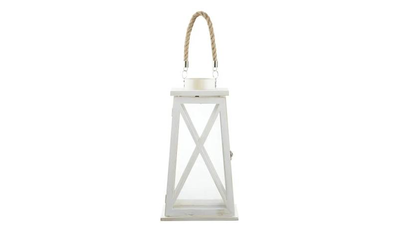 Laterne   ¦ weiß ¦ Holz,Glas ¦ Maße (cm): B: 22 H: 40 T: 22.0